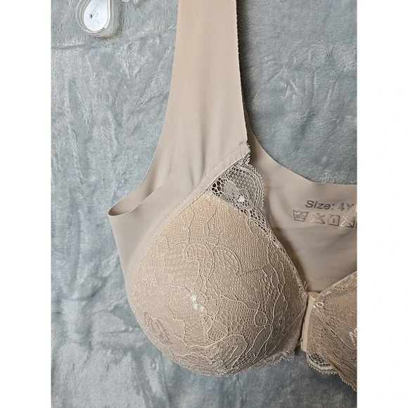 2-Lace Bras Padded Ladies Size 4XL Front CloseUnbranded Wide No Adjustable Strap - Picture 4 of 7